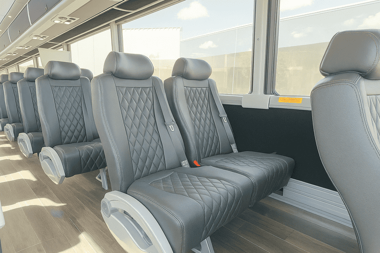 interior of West Covina Shuttle Bus Rentals charter bus